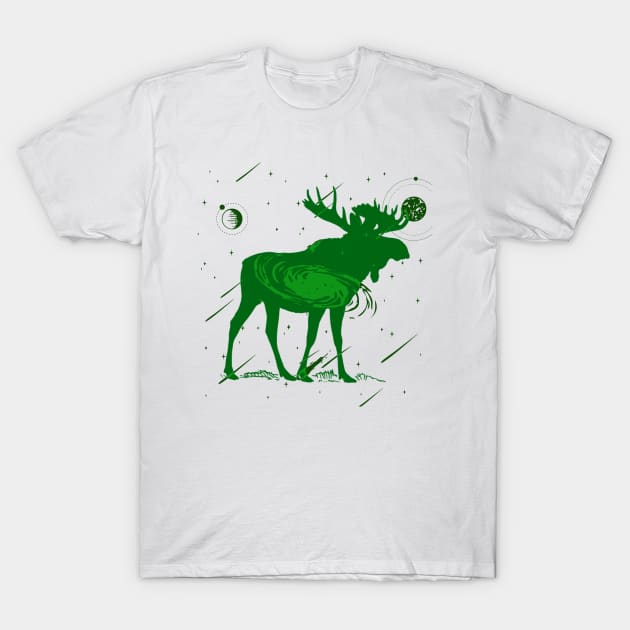 Adventurous Space Moose T-Shirt by Kcaand